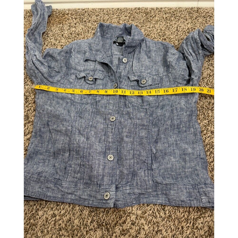 Jones & Co Womens Blue 100% Linen Jacket Sz L Beachy Breathable Lightweight - Picture 7 of 8